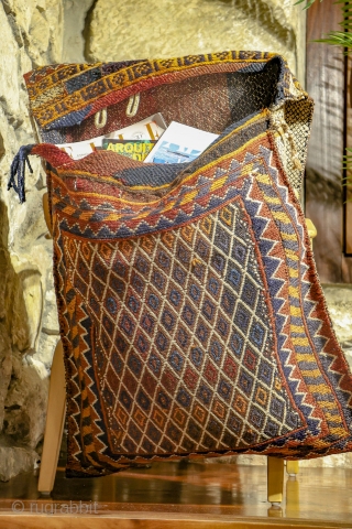 This saddlebag was woven by a Qashqai weaver. All the dyes are natural and is in very good condition.
Material: 100% hand-spun sheep wool
Size: 135×58 cms
Origin: Qashqai tribe, Iran
You can purchase this saddlebag  ...