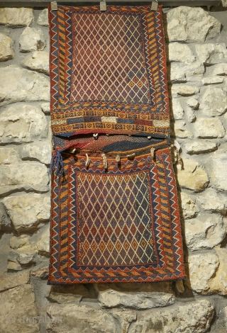 This saddlebag was woven by a Qashqai weaver. All the dyes are natural and is in very good condition.
Material: 100% hand-spun sheep wool
Size: 135×58 cms
Origin: Qashqai tribe, Iran
You can purchase this saddlebag  ...