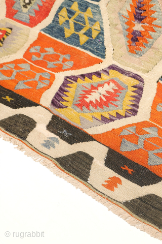 Early 20th-Century Sutlegen Kilim – Anatolia

Antique kilim from Suteglen, dating from the early 20th century, is a stunning example of Anatolian village weaving. Its main design features three vertical columns of hexagons:  ...