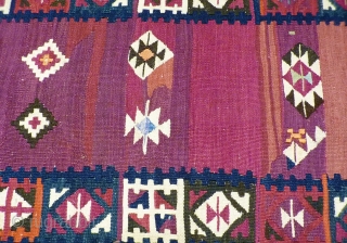 A superb Afghan Mugor kilim with natural dyes from Ghazni Province. For this kilim sheep and goat´s wool and some areas of silk and metal thread has been used. The tassels are  ...