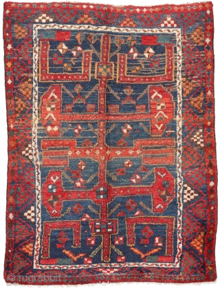 A very unusual and archaic looking Luri rug. Nice abrash and colour changes. Soft and shinny wool, all natural dyes, in mint condition. You can purchase this unusual rug directly from our  ...