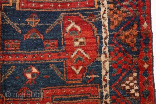 A very unusual and archaic looking Luri rug. Nice abrash and colour changes. Soft and shinny wool, all natural dyes, in mint condition. You can purchase this unusual rug directly from our  ...