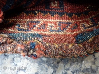 Authentic tribal bag or "chanteh" for storing personal effects (money, comb, mirror, etc.) used by Luri nomads from south western Iran, from about 1940 or before, with nice patina of use, sturdy  ...
