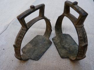 A pair of horse stirrups from Iran. Ideal for a horse trapping exhibition. Great patina, they look quite old. Left them as I found them, with the mud and dust, and perhaps  ...