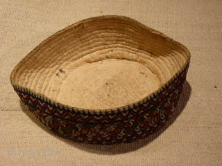 Turcoman embroidered skull-cap, 16cm diameter, very fine stitch and in perfect condition.                     