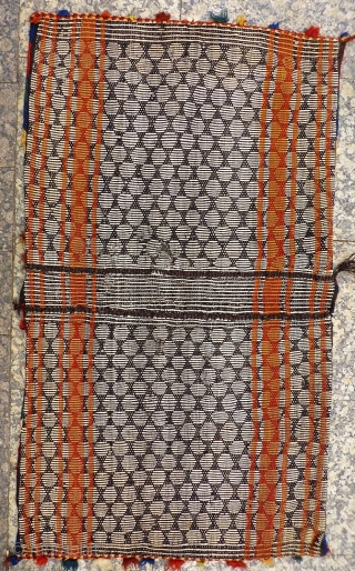 A finelly and superbly woven Qashqai saddlebag woven with warp float patterning. In good original condition, with some staining and repair. 129x73cms. (AT1705169)

Please get in touch or you can buy this rug  ...