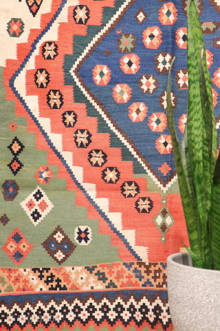 Antique Qashqai Kilim with and Unusual Green Palette

This antique Qashqai kilim follows traditional tribal patterns—but with a distinctive twist. While it retains the classic diamond medallion structure typical of Qashqai weaving, what  ...