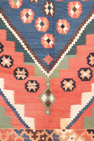 Antique Qashqai Kilim with and Unusual Green Palette

This antique Qashqai kilim follows traditional tribal patterns—but with a distinctive twist. While it retains the classic diamond medallion structure typical of Qashqai weaving, what  ...