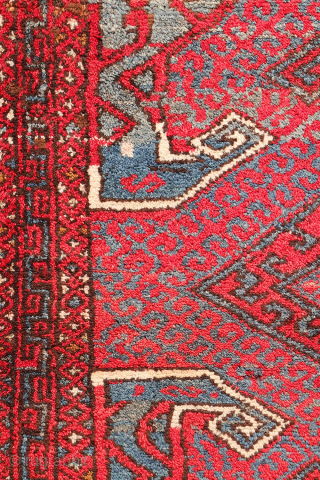 A wonderfully thick and plush antique Bergama rug, with a beautiful range of colours and an unmistakable village character. A deep indigo blue runs throughout the composition, brought to life by the  ...