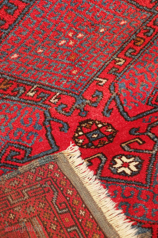 A wonderfully thick and plush antique Bergama rug, with a beautiful range of colours and an unmistakable village character. A deep indigo blue runs throughout the composition, brought to life by the  ...