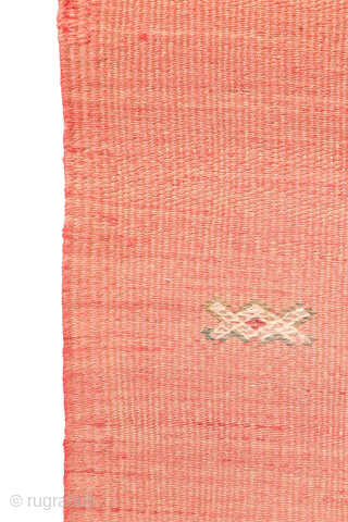 This antique Balikesir kilim features a rare and distinctive design, reminiscent of some early 1800s Balikesir Yuncu kilims. The central field is adorned with enigmatic motifs, seemingly depicting small, intricate rugs. The  ...