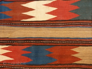 Caucasian kilim with nice shinny wool, tightly woven, some old repairs (see photos). 252x158 cms                  