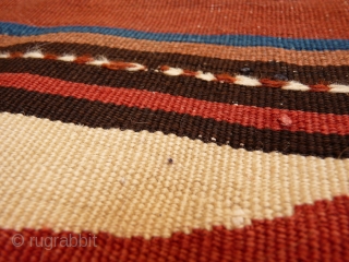 Caucasian kilim with nice shinny wool, tightly woven, some old repairs (see photos). 252x158 cms                  