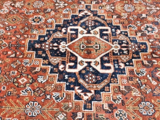 Collection piece, antique Qashqai rug, 250x157cms, soft natural colours, wonderful intricate design and excellent original condition with full even pile, sourced on our last trip to Iran, bought from a private individual  ...