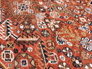 Collection piece, antique Qashqai rug, 250x157cms, soft natural colours, wonderful intricate design and excellent original condition with full even pile, sourced on our last trip to Iran, bought from a private individual  ...