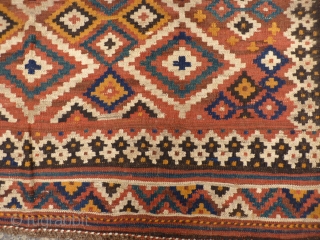 Just arrived from Iran, Luri kilim (it is not Uzbek), nice earthy colours, good condition including original fringes, 225x180 cms, (k14772)            