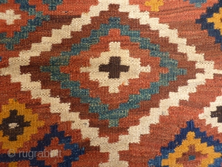 Just arrived from Iran, Luri kilim (it is not Uzbek), nice earthy colours, good condition including original fringes, 225x180 cms, (k14772)            