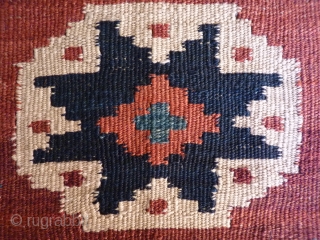 New importation from s.w. Iran Baseri kilim, 231x161cms, end of 19th century, all natural colours with a nice harmony and a lovely turquoise blue, spontaneous improvised composition, excellent condition with one or  ...