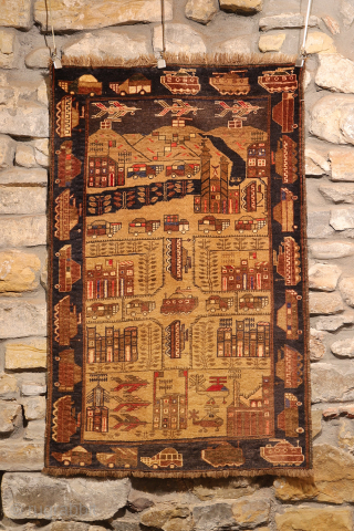 Afghan war rug exhibition "weaving bullets, dreaming peace". Until 23rd of November. If you can´t visit us in beautiful San Sebastián, Spain, you can always view the rugs in our website: https://www.nomada.biz/en/categoria-producto/war-rugs-en/