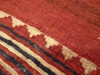 Qashqai soffreh, sw Iran, woven about 1960, still fluffy unused mint condition, Rothkoesque minimalist composition woven by unknown Qashqai female artist, whilst looking after children, goats, sheep, husband, cheese-making, bread-making, textile-making, and  ...