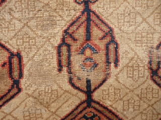 Earliest dated Sarab runner we have seen (A.H 1234=1818). Camel wool, end border missing, one area with no pile but structurally intact (see photos), no holes. The rest of the carpet has  ...