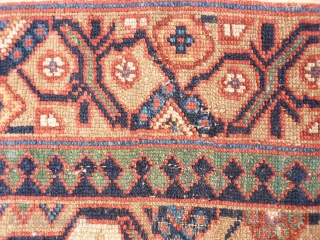 Earliest dated Sarab runner we have seen (A.H 1234=1818). Camel wool, end border missing, one area with no pile but structurally intact (see photos), no holes. The rest of the carpet has  ...