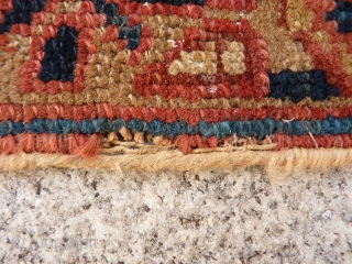 Earliest dated Sarab runner we have seen (A.H 1234=1818). Camel wool, end border missing, one area with no pile but structurally intact (see photos), no holes. The rest of the carpet has  ...