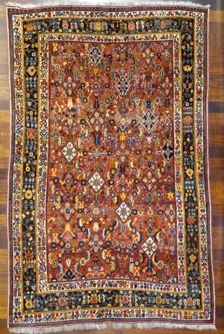 A fantastic Kashkuli rug with Herati pattern, Southern Iran. It has everything one expects from a Kashkuli rug: thight weave, great range of colours including light and dark blue, and mustards. 240x160  ...