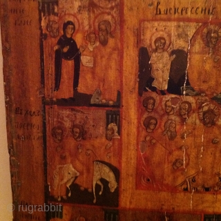 Antique Orthodox Christian Icon. Cyrilic writing, Russian?
50cmx41cm

                          