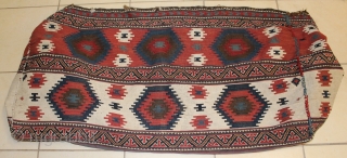 interesting very fine Azerbayjan shahsavan Mafrash killim size Lengh 108cmxwidth 65cmxheight 50cm.
wool foundation and white colours are cotton all natural dyes (circa 1880-1900)          