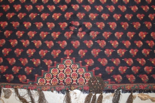Extremely fine and unusual antique persian termeh textile fragment size 120cm x93cm.                     