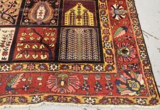 Gallery piece Bakhtiyar carpet ,all natural dyes beautiful coulours ,size 304cmx251cm (circa 1880)
minor areas of good repair.                