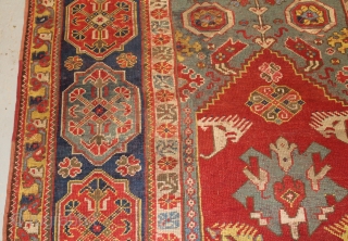 17th century transylvanian prayer rug ,rewoven and old repairs size 188cmx125cm.                      