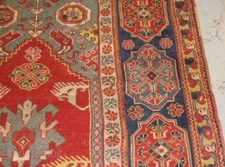 17th century transylvanian prayer rug ,rewoven and old repairs size 188cmx125cm.                      