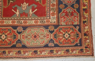 17th century transylvanian prayer rug ,rewoven and old repairs size 188cmx125cm.                      