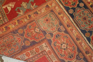 17th century transylvanian prayer rug ,rewoven and old repairs size 188cmx125cm.                      
