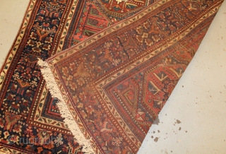Nice and lovely antique Northwest Persian karacheh kelleh carpet size 370x155 (circa 1880)
both ends  rewoven .

                