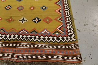 Lovely golden fine Qashqui killim  (circa 1900) size 275x145 .                      