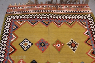 Lovely golden fine Qashqui killim  (circa 1900) size 275x145 .                      