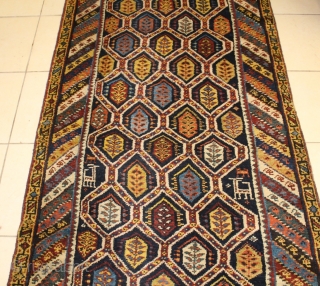 Veramin kurdish runner size 292x82 cm circa 1900.                         