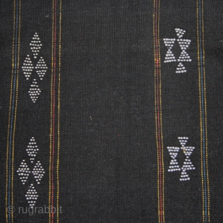 Loincloth cod. 0416. Dyed cotton with glass beads woven in the cloth. Cotu culture. Central Highlands. Vietnam. Early/mid. 20th. century. Very good condition. Cm. 135 x 150 (53 x 59 inches).  