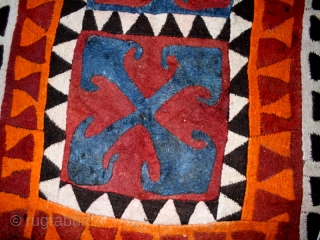 Felt “ Shyrdak”cod. 0474. Wool. kirghizistan. Early / mid. 20th. century. Condition issue. Some minor tears and holes. Cm. 137 x 322 (54 x 127 inches).  
This truly tribal antique felt  ...