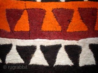 Felt “ Shyrdak”cod. 0474. Wool. kirghizistan. Early / mid. 20th. century. Condition issue. Some minor tears and holes. Cm. 137 x 322 (54 x 127 inches).  
This truly tribal antique felt  ...