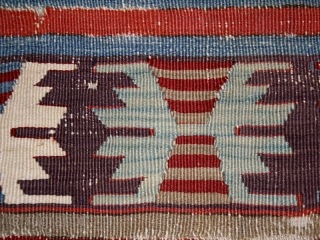 Kilim fragment cod. 0666. Central Anatolia. Early 19th. century or before. Cm. 97 x 145 (38 x 57 inches). Mounted on linen.           