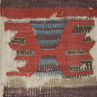 Kilim fragment cod. 0666. Central Anatolia. Early 19th. century or before. Cm. 97 x 145 (38 x 57 inches). Mounted on linen.           