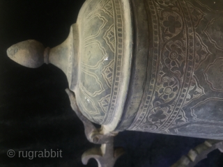 Rare Islamic brass Tea pot / coffee pot from kashmir. Circa 19th c . Very finely hand carved 
Complete handcrafted. Having writings and name written on it , probably the owner’s or  ...