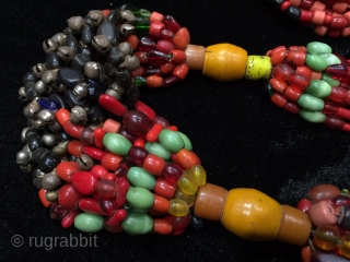 Tribal Pashtun antique multi stranded old glass beads necklaces in original stringing from Afghanistan.                   