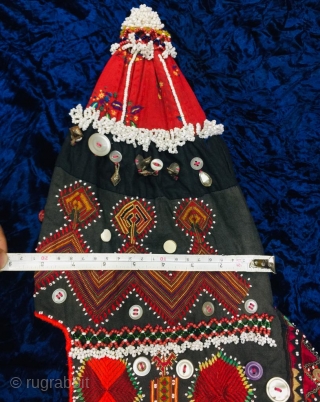 Tribal Kohistan Valley headdress.Completly hand embroidered done with silk threads. In best condition.Please check images for size.The measurement is in inches.            