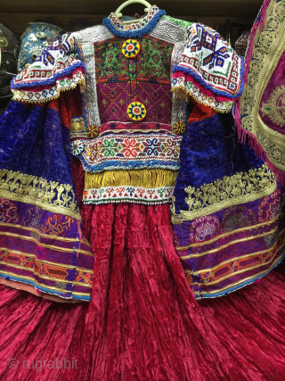 Tribal Pashtun woman dress from Afghanistan 
Hand embroidery. Silk threads. High quality Velvet fabric 
Circa mid 20th century               