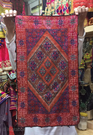 Swat valley pillow case , Hand embroidery on both side.
It took several months to complete this work.In excellent condition.Circa mid to late 20th century 
Email @ nooristanartgallery@yahoo.com      